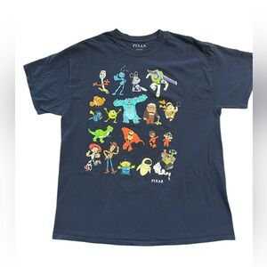 Disney Black Short Sleeve Tee with Pixar Characters